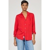 image:imageDEAR JOHN Galina Shirt Womens Relaxed Fit Tencel Button Front Long Sleeve Collared Top  Salsa  Medium