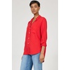 image:imageDEAR JOHN Galina Shirt Womens Relaxed Fit Tencel Button Front Long Sleeve Collared Top  Salsa  XSmall