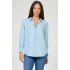 image:imageDEAR JOHN Galina Shirt Womens Relaxed Fit Tencel Button Front Long Sleeve Collared Top  Skyway Wash  Large