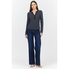 image:imageDEAR JOHN Luna Top Womens Classic Fit Thermal Henley Long Sleeve Button Front TopWashed Black