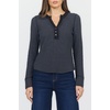 image:imageDEAR JOHN Luna Top Womens Classic Fit Thermal Henley Long Sleeve Button Front TopWashed Black