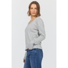 image:imageDEAR JOHN Vanya Long Sleeve Tee Womens Relaxed Fit Cotton Slub V Neck Raw Edge Top  Heather Grey  Large