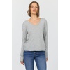 image:imageDEAR JOHN Vanya Long Sleeve Tee Womens Relaxed Fit Cotton Slub V Neck Raw Edge Top  Heather Grey  Small
