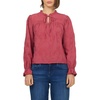 image:imageDEAR JOHN Azalea Womens Relaxed Fit Long Sleeve Blouse Ruffled Neckline Garnet Size Small