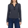 image:imageDEAR JOHN Luna Top Womens Classic Fit Thermal Henley Long Sleeve Button Front TopWashed Black