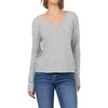 image:imageDEAR JOHN Vanya Long Sleeve Tee Womens Relaxed Fit Cotton Slub V Neck Raw Edge Top  Heather Grey  Small