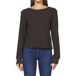 image:imageDEAR JOHN Ania Thermal Top Womens Slim Fit Long Sleeve Crew Neck Waffle ShirtChocolate Torte
