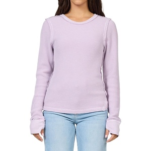 image:imageDEAR JOHN Ania Thermal Top Womens Slim Fit Long Sleeve Crew Neck Waffle ShirtPurple Haze