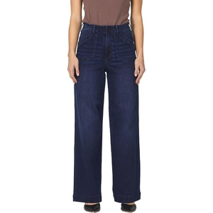 image:imageDEAR JOHN Audrey Wide Leg Jeans Womens High Rise Clean Hem Full Inseam DenimMoon Shade