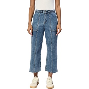 image:imageDEAR JOHN Audrey Wide Leg Jeans Womens High Rise Cropped Color Denim Comfort Stretch Clean Hem Utility Inspired Tailored FitMaryland