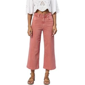 image:imageDEAR JOHN Audrey Wide Leg Jeans Womens High Rise Cropped Color Denim Comfort Stretch Clean Hem Utility Inspired Tailored FitTerracotta