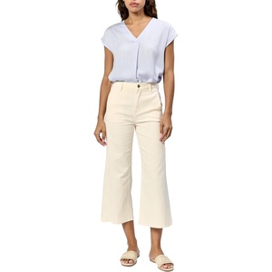 image:imageDEAR JOHN Audrey Wide Leg Jeans Womens High Rise Cropped Color Denim Comfort Stretch Clean Hem Utility Inspired Tailored FitWheat