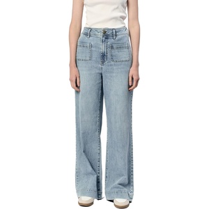 image:imageDEAR JOHN Audrey Wide Leg Jeans Womens High Rise Cropped Color Denim Comfort Stretch Clean Hem Utility Inspired Tailored FitZurie