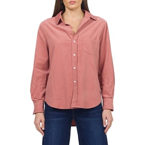 image:imageDEAR JOHN Galina Womens Long Sleeve Shirt Embroidery GarmentWashed Finish Button Front Rose Dawn Size Medium