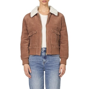 image:imageDEAR JOHN Hallie Jacket Womens Oversized Sherpa Collar Zip Front Corduroy Layering CoatMelted Butterscotch